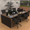 Ver imagem 2 de Estação de Trabalho Plataforma 4 Lugares com Painel Divisor Nogal 120x60cm