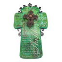 Ver imagem 1 de Cruz Salmo 23 Poliresina Verde Detalhes Metal 36x20