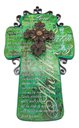 Ver imagem 1 de Cruz Salmo 23 Poliresina Verde Detalhes Metal 36x20