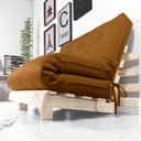 Ver imagem 6 de Futon Casal Tokio Sofa Cama Caramelo Com Madeira Maciça