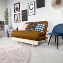 Ver imagem 5 de Futon Casal Tokio Sofa Cama Caramelo Com Madeira Maciça