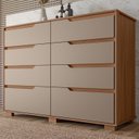 Ver imagem 1 de Cômoda para Quarto 8 Gavetas 147cm Georgia Marrom/Carvalho/Fendi