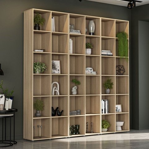 Kit Estante para Livros com 12 Nichos 221cm x 222cm Caracol Marrom/Castanho