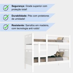 Beliche ou Duas Camas de Solteiro - Infantil e Adulto Segura e Reforçada com Proteção Total - 3