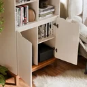 Ver imagem 2 de Estante Organizador Livreiro Ej Flow para Sala Quarto Escritório Pés em Madeira Off Freijo