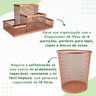 Lixeira e Kit Organizador de Mesa Rose Gold Escritório - 4