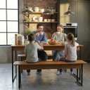 Ver mais imagens de Mesa de Jantar 6 Lugares com 2 Bancos Canela/preto Fosco