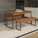 Ver imagem 7 de Mesa de Jantar 6 Lugares com 2 Bancos Canela/preto Fosco