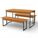 Ver imagem 5 de Mesa de Jantar 6 Lugares com 2 Bancos Canela/preto Fosco