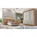 Ver imagem 4 de Guarda Roupa Solteiro Buriti 3 Portas Correr 9 Gavetas MDP Cumaru e Fendi Rei de Casa 180cm