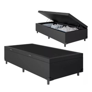 Cama Báu Box Base Blindado Solteiro Courino Preto