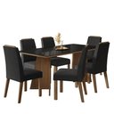 Ver imagem 2 de Conjunto Sala de Jantar Tampo de Vidro 6 Cadeiras Rustic/preto/oxford Siena Madesa