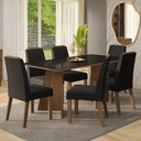 Ver imagem 1 de Conjunto Sala de Jantar Tampo de Vidro 6 Cadeiras Rustic/preto/oxford Siena Madesa