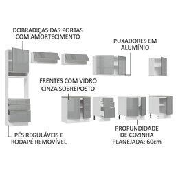 Armário De Cozinha Completa 400Cm Branco/Cinza - 8