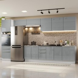 Armário De Cozinha Completa 400Cm Branco/Cinza - 1