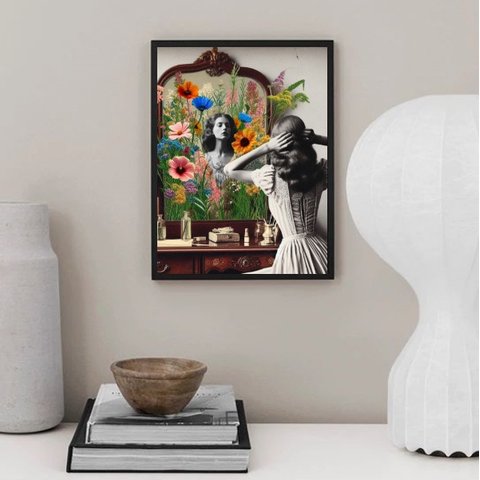 Quadro Decorativo Penteadeira Vintage 33x24cm:moldura Preta