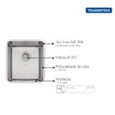 Ver imagem 3 de Cuba de Embutir Quadrum Aço Inox Design Collection 34 U - Tramontina 94900/513