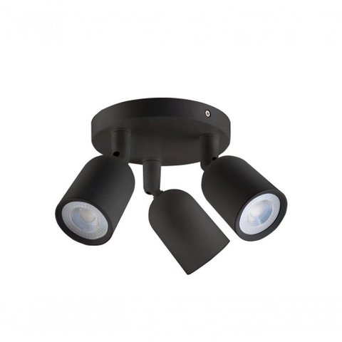 Spot de Led Direct Triplo Mr16 Circular 12w Preto Taschibra 3000k Luz Quente