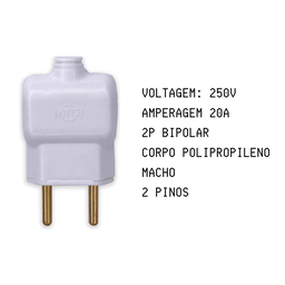 Pacote 10un Benjamin Tomada Pino Plug de Tomada 2P Macho 20A:Branco - 7