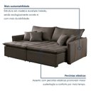 Ver imagem 4 de Sofá Cama Retrátil e Reclinável 2 Lugares Veludo Marrom Detroid 180cm Yescasa