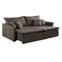 Ver imagem 2 de Sofá Cama Retrátil e Reclinável 2 Lugares Veludo Marrom Detroid 180cm Yescasa
