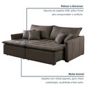 Ver imagem 6 de Sofá Cama Retrátil e Reclinável 2 Lugares Veludo Marrom Detroid 180cm Yescasa