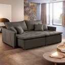 Ver imagem 1 de Sofá Cama Retrátil e Reclinável 2 Lugares Veludo Marrom Detroid 180cm Yescasa