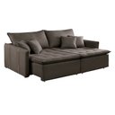 Ver imagem 2 de Sofá Cama Retrátil e Reclinável 2 Lugares Veludo Marrom Detroid 180cm Yescasa