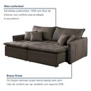 Ver imagem 5 de Sofá Cama Retrátil e Reclinável 2 Lugares Veludo Marrom Detroid 180cm Yescasa
