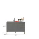 Ver imagem 2 de Kit Balcão de Pia sem Tampo e Aereo 120 Cm 6 Portas 1 Gaveta Line - Gris/gris/cp-freijó