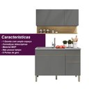 Ver imagem 6 de Kit Balcão de Pia sem Tampo e Aereo 120 Cm 6 Portas 1 Gaveta Line - Gris/gris/cp-freijó