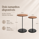 Ver imagem 2 de Kit 2 Mesas de Apoio Lateral em Madeira para Sala e Sofá Estilo Industrial Dois Tamanhos