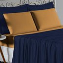 Ver imagem 3 de Jogo de Cama Casal Viúva Nobre 4 Peças Malha 100% Algodão - Azul-marinho / Cobre