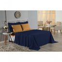 Ver imagem 4 de Jogo de Cama Casal Viúva Nobre 4 Peças Malha 100% Algodão - Azul-marinho / Cobre