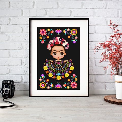 Quadro Frida Kahlo Peneaple 60x48cm:madeira Branca