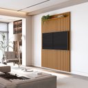 Ver imagem 1 de Painel Ripado para TV até 55 Polegadas 100% MDF 138,6cmx240cm Arbo Marrom Cedro