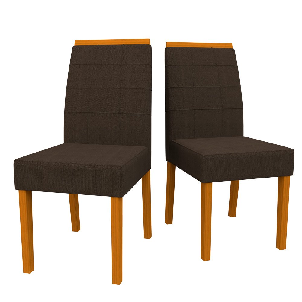 Conjunto Com 2 Cadeiras Para Sala de Jantar Isis Ypê Veludo Café LO02 New Ceval 13034/321 - YPE/LO02