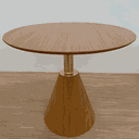 Ver imagem 2 de Mesa de Jantar Cone Velt Redonda 110 Cm Tampo Freijó Base Freijó C/ Eixo Dourado Tampo Freijó Base F