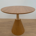 Ver imagem 2 de Mesa de Jantar Cone Velt Redonda 110 Cm Tampo Freijó Base Freijó C/ Eixo Dourado Tampo Freijó Base F