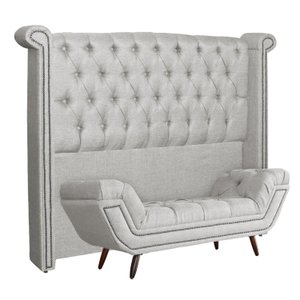 Kit Cabeceira e Calçadeira Box Sienna 160 Cm Queen Linho