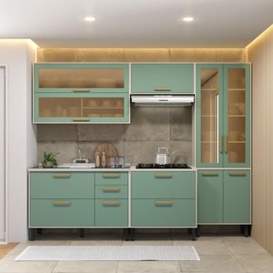 Cozinha Completa com Pia 5 Peças Bossa Nova Bertolini - Verde/branco