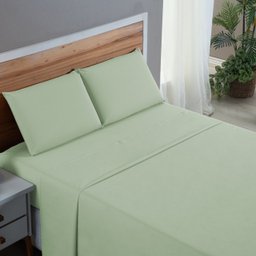 Lençol Cama Box Queen 200 Fios 4 Peças Conjunto com Virol 100% Algodão:verde - 2