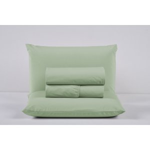 Lençol Cama Box Queen 200 Fios 4 Peças Conjunto com Virol 100% Algodão:verde