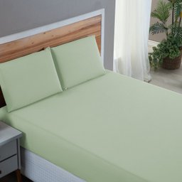 Lençol Cama Box Queen 200 Fios 4 Peças Conjunto com Virol 100% Algodão:verde - 3