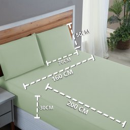 Lençol Cama Box Queen 200 Fios 4 Peças Conjunto com Virol 100% Algodão:verde - 7