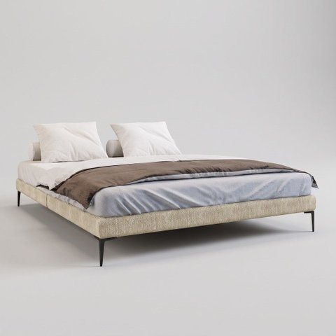 Cama Base Box Queen Unique 158x198 Sommier Moderno Pés de Ferro Linho Bege - Desk Design