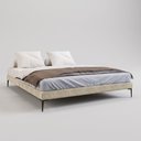 Ver imagem 1 de Cama Base Box Queen Unique 158x198 Sommier Moderno Pés de Ferro Linho Bege - Desk Design