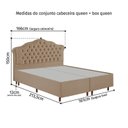 Ver imagem 5 de Kit Cama Box Queen + Cabeceira Estofada em Madeira Maciça Curva Provençal com Capitonê Bege/Dourado