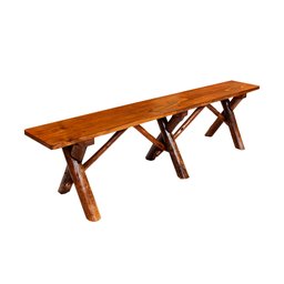 Conjunto Rústico de Mesa 2m e 2 Bancos Sem Encosto Madeira Maciça Pinus - 4