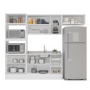 Ver imagem 7 de Cozinha Pérola com Rodapé Completa Modulada 4 Peças Torre Quente Aéreo 3 Portas e Balcão 2 Gavetas 3 Portas Yescasa Cinza/Branco